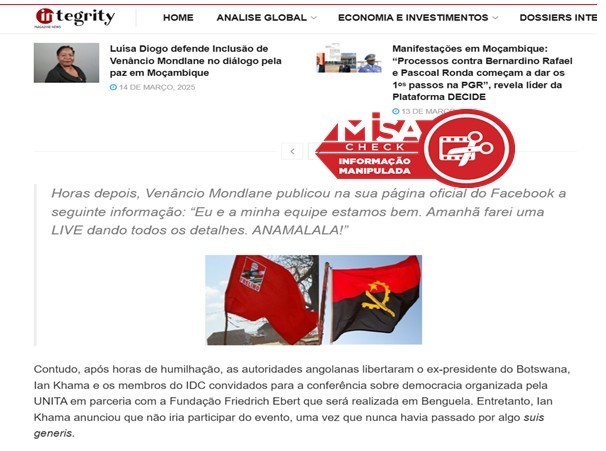 A Fundação Friedrich Ebert Não Foi Parceira da Conferência organizada pela UNITA em Benguela