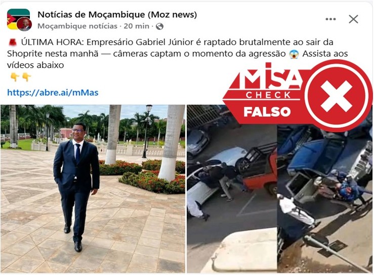 A informação que circula na internet sobre o suposto rapto do Gabriel Júnior é falsa